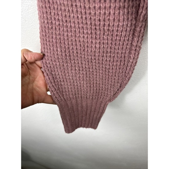 Hollister Mockneck Sweater Women's S Rose Pink Cropped Waffle Weave Thermal - Picture 7 of 11